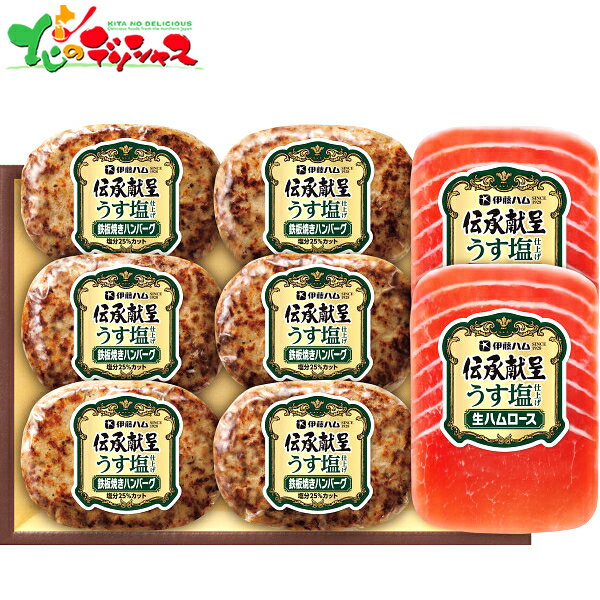 伊藤ハム 伝承献呈 うす塩仕上げ鉄板焼きハンバーグ＆生ハムギフト SU-38 2025 冬ギフト お歳暮 御歳暮..