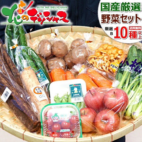 【出荷中】おまかせ 野菜セット B(果物1品＋野菜9種類) 旬 野菜 果物 野菜詰合せ おうちごはん おうちグルメ おうち時間 野菜生活 ギフト 贈り物 プレゼント 自宅用 家庭用 食品 食材 グルメ 山形県 産地直送 送料無料 お取り寄せ 【出荷場:山形県H】のサムネイル