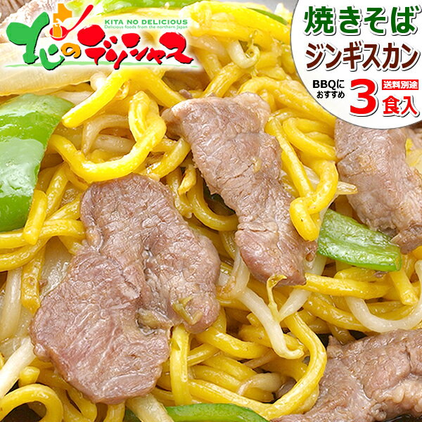 ジンギスカン 焼きそば 3食セット (味付ラム100g×3/麺200g×3/タレ170g×1/冷凍品) 焼きそば ラム肉 BBQ 焼肉 ギフト 贈り物 お祝い お礼 お返し 内祝い プレゼント 自宅用 おうち用 同梱 まとめ買い 人気 北海道 郷土料理 グルメ 肉の山本 千歳ラム工房 お取り寄せ