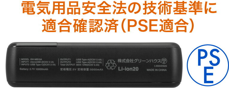新品 GREEN HOUSE GH-MB10A-WH [ホワイト] モバイルバッテリー グリーンハウス