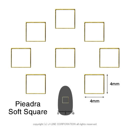 SHAREYDVA シャレドワ ネイルパーツ ソフト スクエア 4mm ゴールド 細 【ネコポス対応】 ネイル用品の専門店 ネイル パーツ