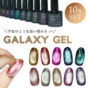 ギャラクシージェル 8ml 10色セット G001?G010 ボトルタイプ マグネットネイル キャッツアイネイル キット【ネコポス対応】