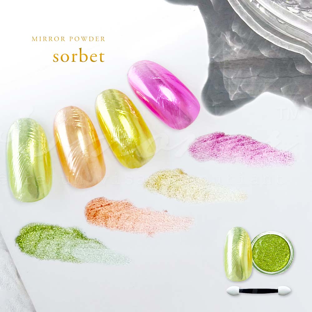 ミラーパウダー sorbet-ソルベ- 全4色 0.3g チップ付き シャーベットカラー 夏ネイル  ...