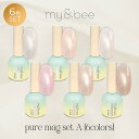 【楽天スーパーSALE】my&bee マイビー ぴゅあマグ 6色セット PA-001G~006G 8ml マグネットジェル 偏光カラー 微粒子 ジェルネイル【ネコポス不可】