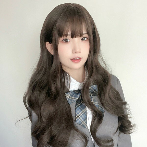 ウィッグ ロング カール ウェーブ 巻き髪 ブラウン 茶髪 前髪あり 前髪ぱっつん フルウィッグ ロングウィッグ 可愛い コスレ ロリータ ゴスロリ 原宿 レディース コスチューム 仮装 大人 おしゃれ 普段使い 日常使い イベント 学園祭 演劇 舞台 学芸会 文化祭 ハロウィン