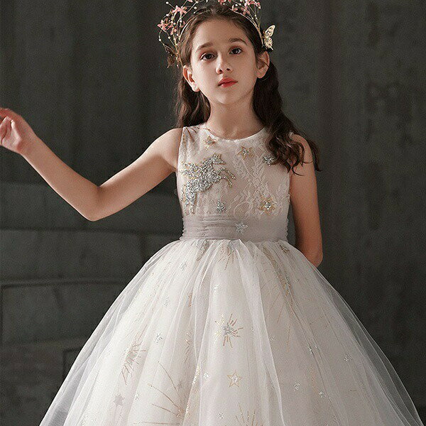 【100/110/120/130/140/150/160】キッズ ドレス パーティードレス お姫様 ワンピース 子供ドレス ショート丈 女の子 ファスナータイプ ノースリーブ 子供服 かわいい ジュニア ピアノ 誕生日 発表会 入園 卒業式 二次会 パーティー ステージ