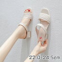 ★250円OFFクーポン配布中★サンダル 22.0cm-24.5cm ローヒール レディース スクエアトゥ ベージュ ミュール ミュールサンダル ヒール 4.5...