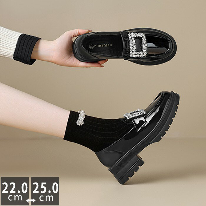 ローファー ビジュー バックル レディース 個性的 厚底 5cmヒール 女の子 可愛い おしゃれ きらきら カ..