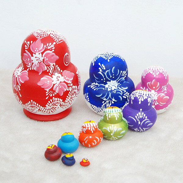 マトリョーシカ 人形 オブジェ 10個組15センチ レッド 工芸品 木製品 洋風 ロシア風 ギフト プレゼント かわいい 雑貨 人形 インテリア 手描き 北欧雑貨 おしゃれ おもちゃ 飾り 誕生日 キッズ 子供部屋 ハロウィン クリスマス [2]
