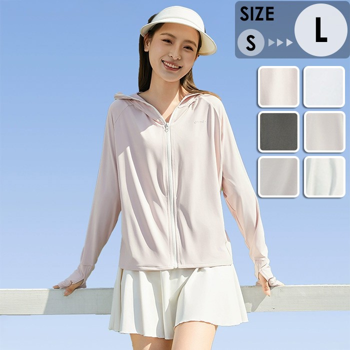 ラッシュガード UVカットパーカー レディース フード付き 接触冷感 涼しい スリムシルエット アイスシ..