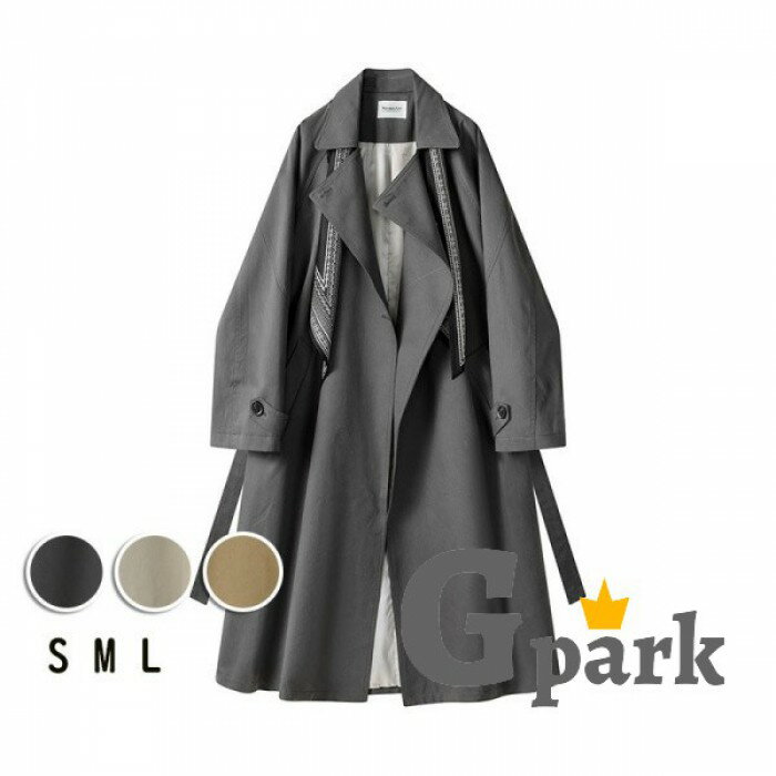 樂天商城 - ジャケット トレンチコート コート イギリス風 韓国風 ゆったり ロング ベルト スカーフ 高級感 大きめ フィット レディース アウター 長袖 大きいサイズ 春 通勤　通学 ブラウン/ベージュ/グレー nn004m7m7m7