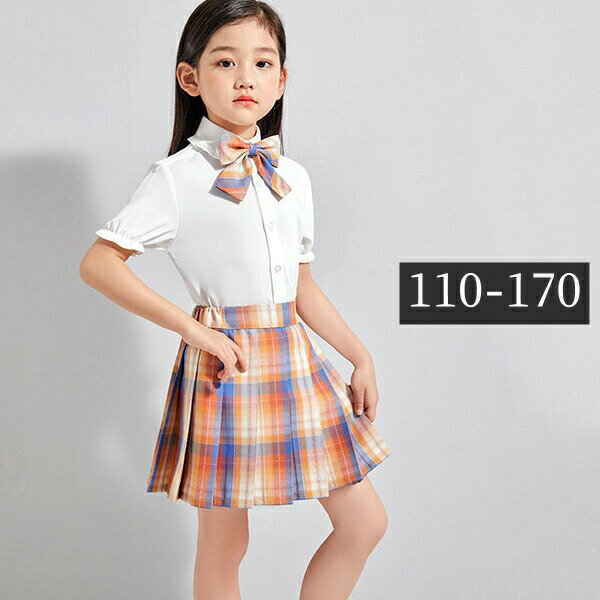 キッズスーツ 女の子 キッズフォーマル 卒業式スーツ チェック柄 プリーツスカート スカパン 半袖 白シ..