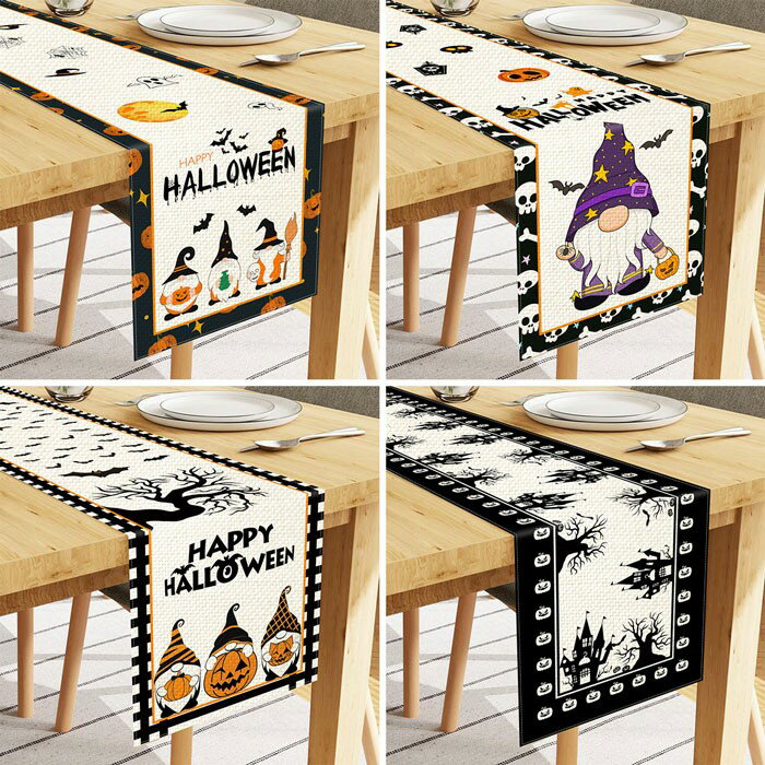 テーブルランナー 長方形 ホリデー装飾 不気味な恐ろしいゴーストパンプキンテーブルランナー ハロウィン用 屋内 屋外 ダイニングテーブルの装飾 様式4 テーブル用 ダイニングテーブルデコレーション 33*183cm 2