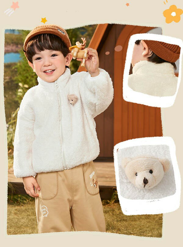 キッズパーカー フードなし ボアブルゾン 子供 アウター ジャケット 女の子 男の子 秋冬 裏地ボア ボアジャケット おしゃれ トップス ふわふわ 暖かい ポケット付き 羽織り ショートコート モコモコアウター 防寒 ピンク