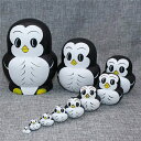 ロシア民芸品 マトリョーシカ 土産物 ペンギン 手作り人形 手描き オブジェ 10個組14cm モノトン インテリア雑貨 洋風 ギフト プレゼント 北欧雑貨 伝統工芸 おもちゃ 飾り 誕生日 キッズ 子供部屋 ハロウィン クリスマス