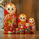 人形 民芸品 マトリョーシカ ロシア 土産物 手作り人形 手描き オブジェ 7個組20cm インテリア雑貨 洋風 ギフト プレゼント 北欧雑貨 伝統工芸 おもちゃ 飾り 誕生日 キッズ 子供 部屋 ハロウィン クリスマス ピンク 赤