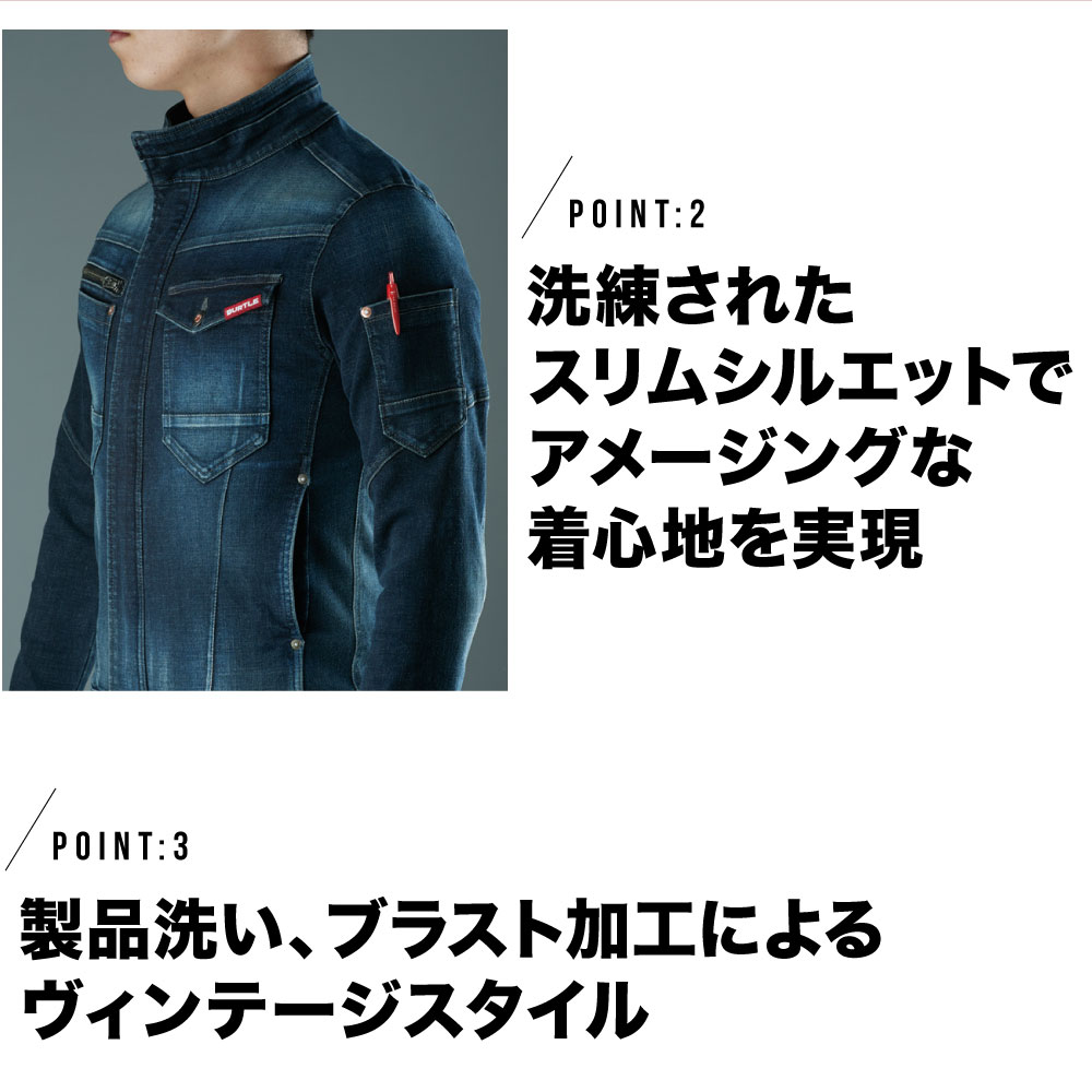 桑和 3478-00 長袖ブルゾン Mサイズ ネイビー(1)