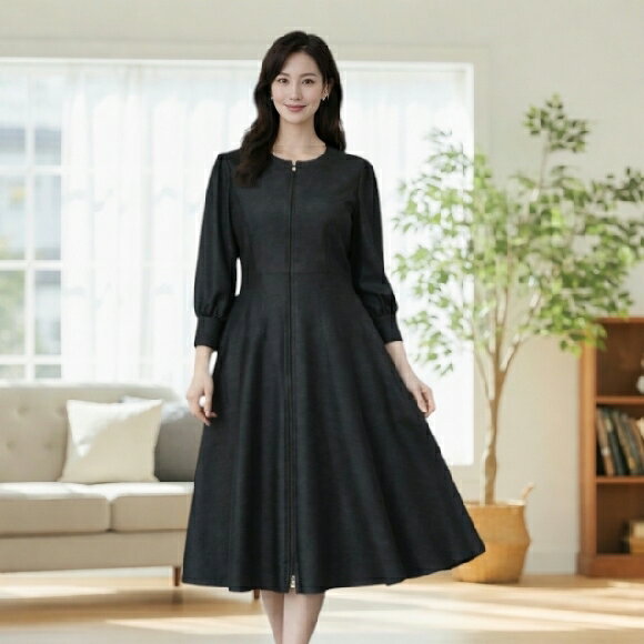 Rakuten - 【10%OFFクーポン発行中】トワレ ワンピース toiletteストレッチ デニム コートワンピース M L ブラック大人かわいい服 ディリーウェアー 423-033 30代 40代 50代 60代 ミセス 大人スタイル 若見え 洋服 服 上品【お買い物マラソンポイントアップ】