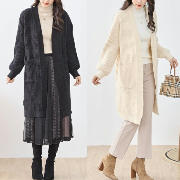 Rakuten - カーディガン リラックス ロングニット N25-197 TRUBE M～L 大人可愛い ミセス fmsd キレイメ 普段着 おしゃれ着 デイリーファッション レディース アパレル 女性 30代 40代 50代 60代 洋服 可愛い服 大人スタイル 若見え 洋服 服 上品【お買い物マラソンポイントアップ】