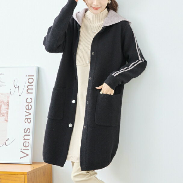 Rakuten - フード付コート 配色ライン ロングパーカー R32-280 TRUBE M～L 大人可愛い ミセス fmsd キレイメ 普段着 おしゃれ着 デイリーファッション 大人スタイル 可愛い服 30代 40代 50代 60代 洋服 レディース アパレル 女性 若見え 洋服 服 上品