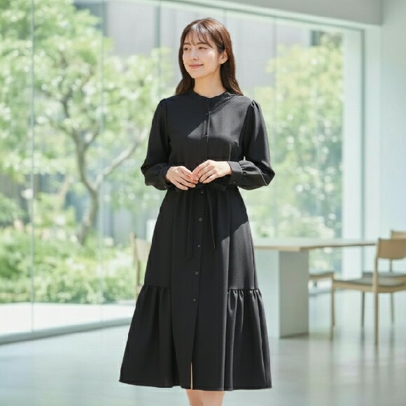 ポンヌフ☆2号☆新品タグ付き起毛素材の暖かいワンピース　ラフィネカンパネラ 胸元リボンワンピース（Mサイズ / ピンク / Pont Neuf（ポンヌフ