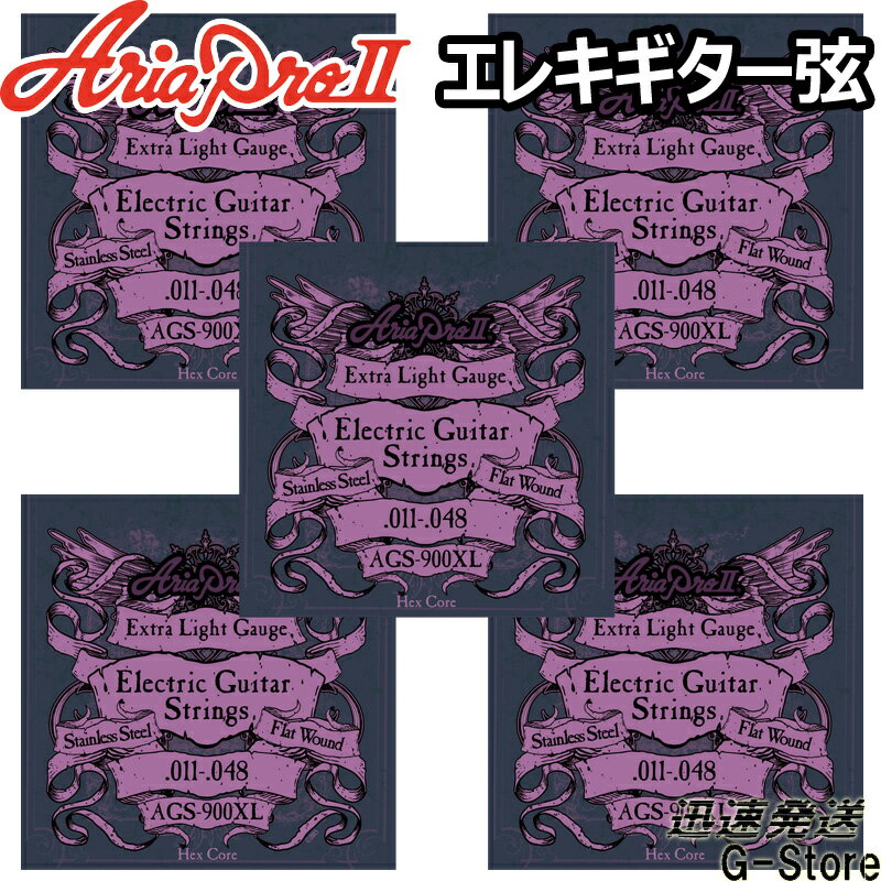 AriaProII エレキ弦 AGS-900XL×5セット Flat Wound Extra Light 11-48