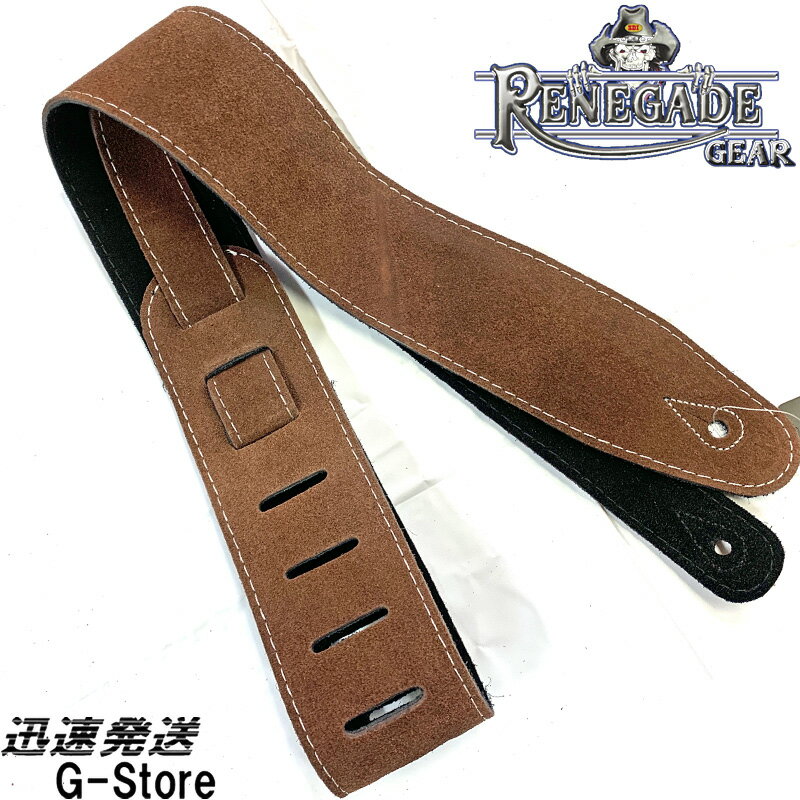 【26日までポイントUP】RENEGADE ギターストラップ SD-BR ブラウン SUEDE BROWN スエード レネゲード