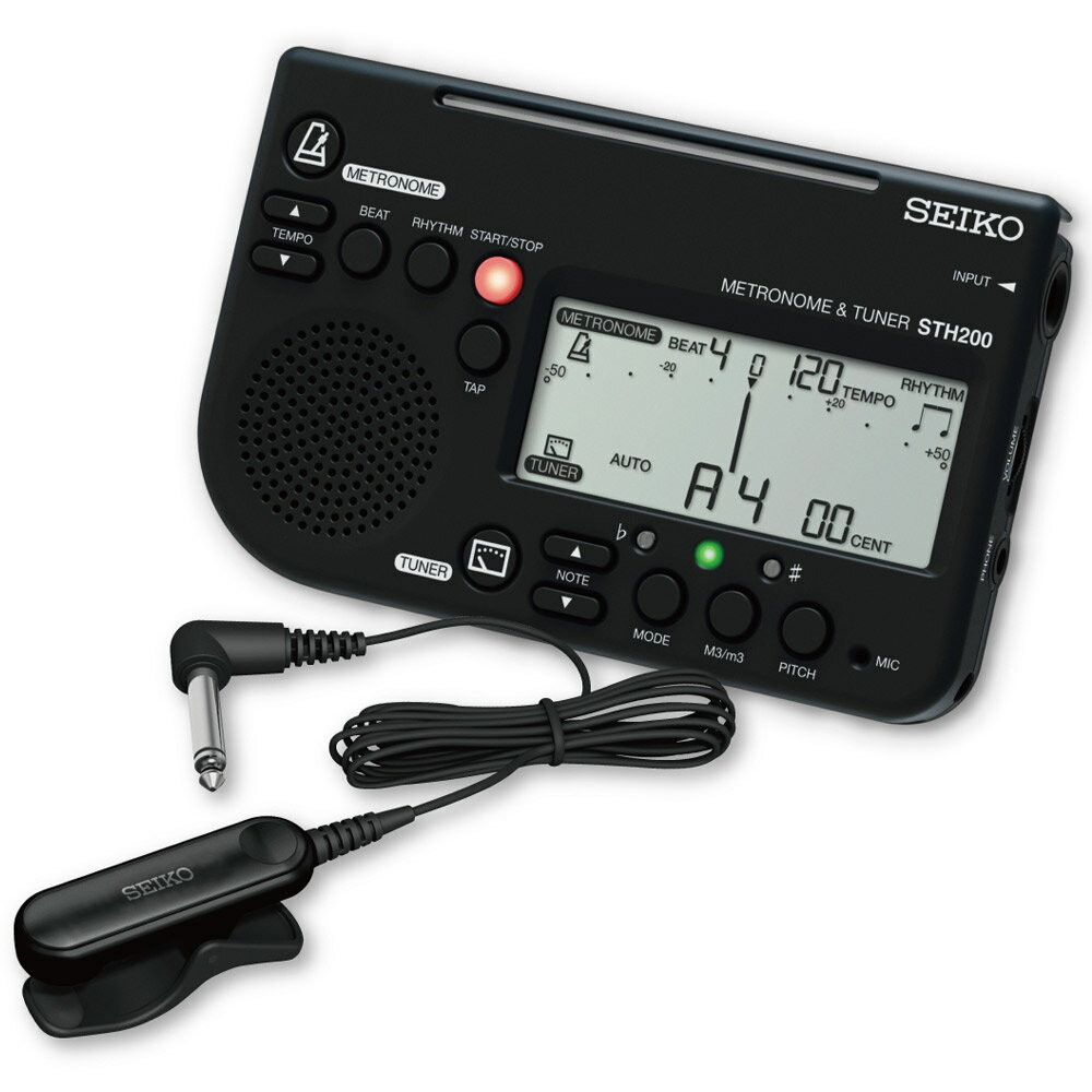 【20日からポイントUP】SEIKO チューナーメトロノーム STH200BKSP ブラック ピックアップマイク付 スペシャルパック