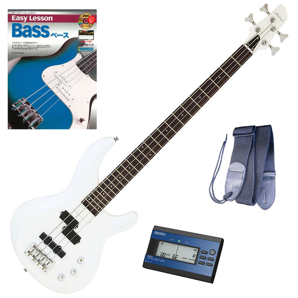 AriaProII ベースギター IGB-STD PWH＋SEIKO SAT10L＋ギターストラップ＋教則本＆DVD