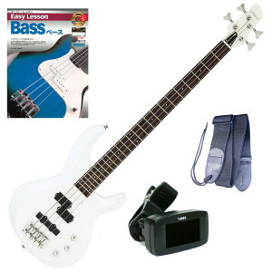 AriaProII ベースギター IGB-STD PWH＋チューナー＋ギターストラップ＋教則本＆DVD