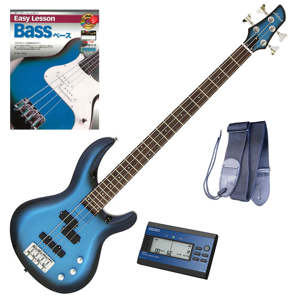 AriaProII ベースギター IGB-STD MBS＋SEIKO SAT10L＋ギターストラップ＋教則本＆DVD