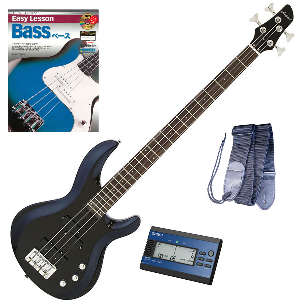 AriaProII ベースギター IGB-STD MBK＋SEIKO SAT10L＋ギターストラップ＋教則本＆DVD