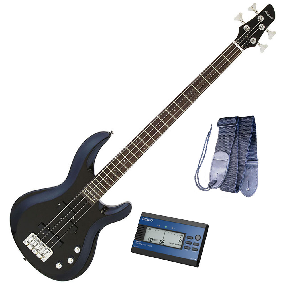AriaProII ベースギター IGB-STD MBK＋SEIKO SAT10L＋ギターストラップ