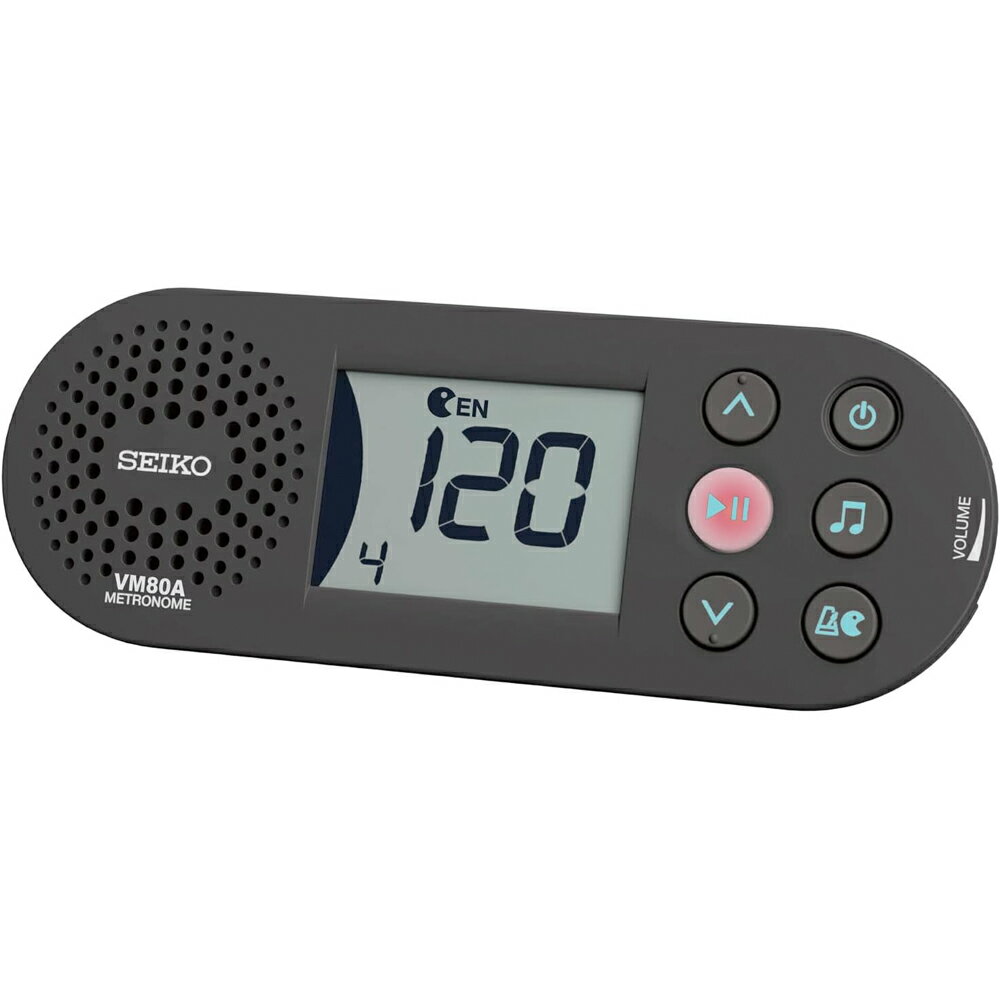 デジタルメトロノーム（ボイスメトロノーム） 音楽に、スポーツに、そして毎日にリズムを。 英語のテンポ音と幅広いテンポが特長の、使いやすく、コンパクトなメトロノーム 英語カウントも選べるテンポ音： 用途やお好みに応じて、電子音と英語のテンポ音をお選びいただけます。 幅広いテンポ設定（1〜299bpm）： 高度な楽曲練習や、音楽以外のリズムトレーニングにも。活用の幅が広がります。 軽量コンパクト： 手のひらサイズなので、置き場所を取りません。気軽に持ち運びができます。 主な仕様 サイズ：106(W)×38(H)×23(D)mm 65g（電池含む） テンポ：1〜299回/分 ビート：0〜7 リズム：テンポ音色：電子音、英語ボイス
