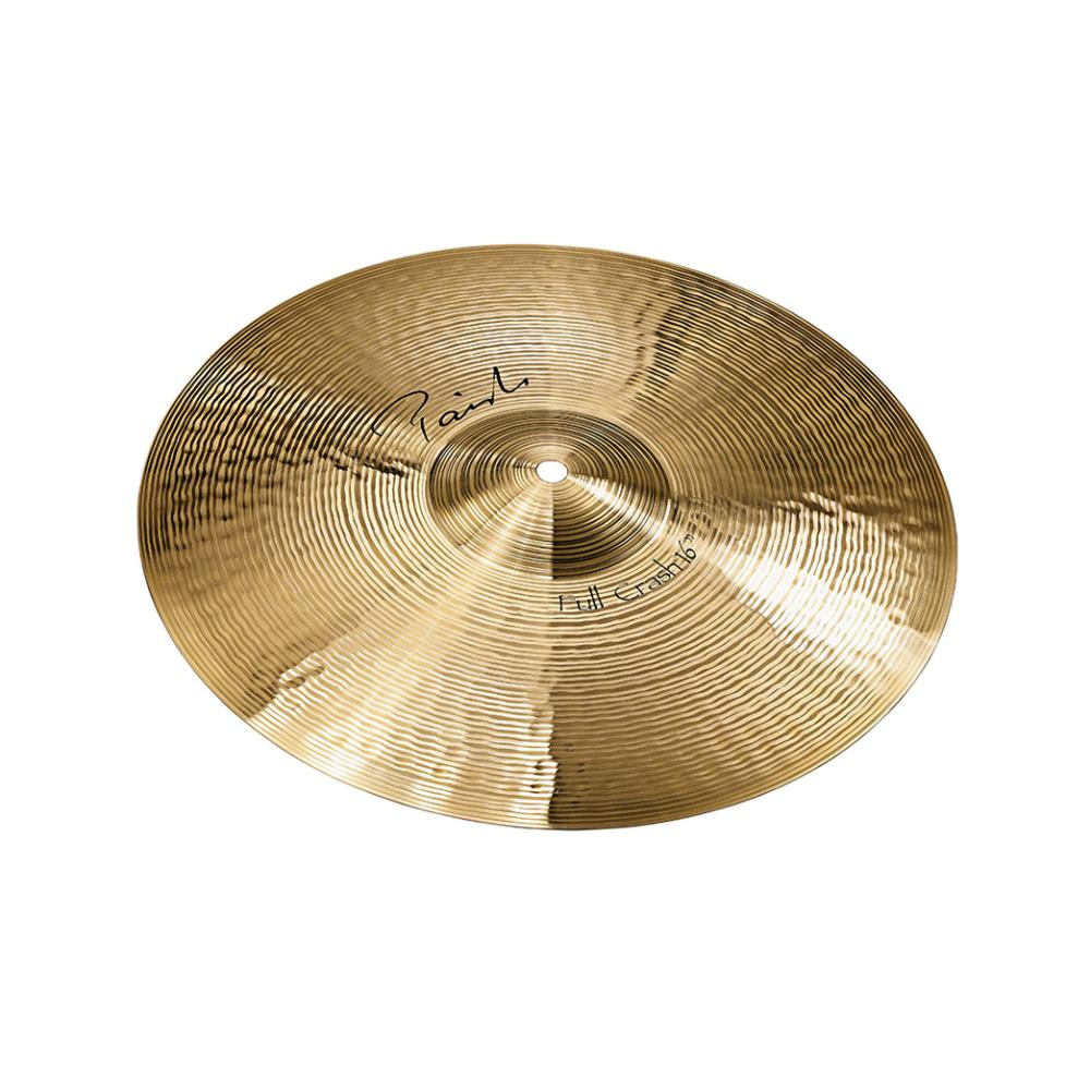 Paiste Signatureシリーズの「Full Crash（フル・クラッシュ）」は、 明るく豊かで、輝きのあるサウンドと、ワイドレンジでバランスの取れたクリーンなミックスが特徴。 均一なレスポンスとウォームできらめくようなサスティーンで、汎用性の高いクラッシュシンバルです。 サイズ：16インチ
