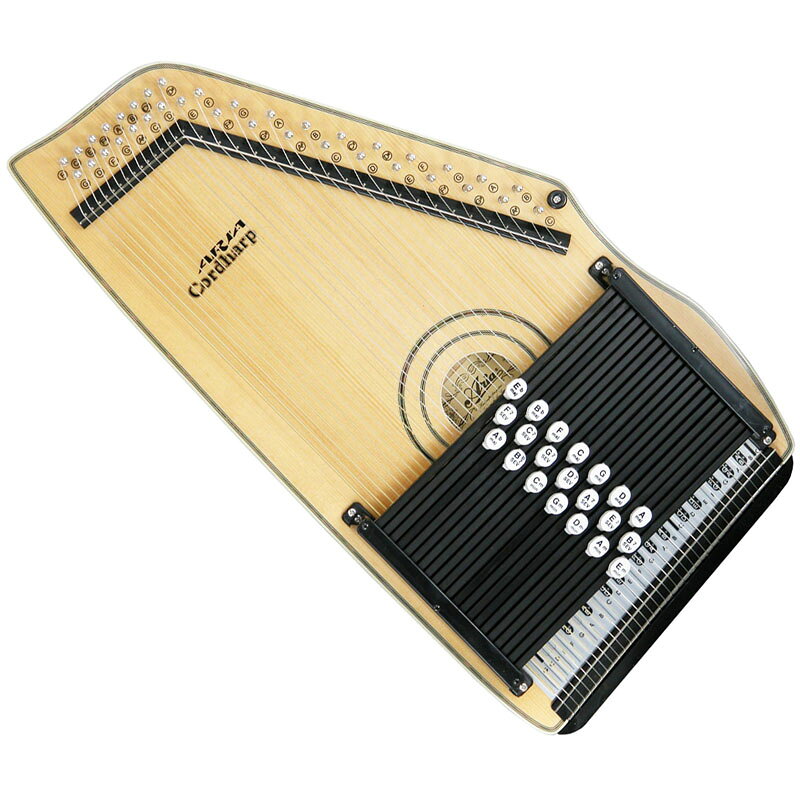 カラフルなサウンドでアンサンブルに色を添えるコードハープ。21バーを装備し、ブルーグラス音楽だけでなく、あらゆるジャンルで活躍できる楽器です。 簡単にコードを押さえることが出来る演奏性と、きらびやかな美しい和音の響きが魅力です。 ACH-210Sはスプルース単板トップモデル。ナチュラル仕上げの美しい外観と澄んだサウンドが魅力です。 Top：Solid Spruce Back：Maple Pin Block：Multiple Maple Bars ：21 Chord セット内容：サムピック、フィンガーピック、チューニングバー