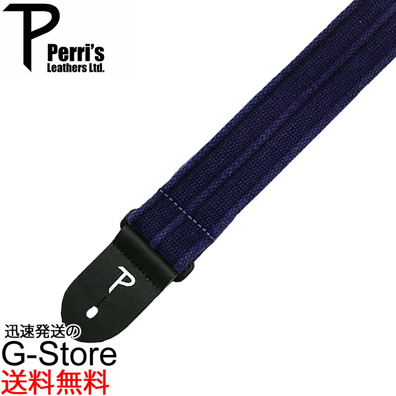 Perri's　ギターストラップ　CWS20-6532　NAV　コットン生地　　2"　Deluxe　Navy　Cotton　Strap　With　Ribbed　Design　GUITAR　STRAP　ペリーズb-KD】