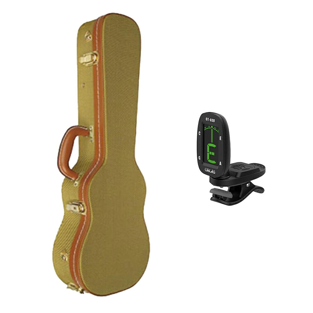 ウクレレケース 【仕様（内寸）】 全長：約700mm 肩幅：約180mm 腰幅：約160mm 尻幅：約230mm 胴長：約320mm 厚み：約85mm 重量：約2.0kg ウクレレチューナー ORCASよりウクレレ専用TUNER発売。見やすい大きなディスプレイに、クロマチックモードのみのシンプルな設計。自動オン・オフ機能でスイッチ類など一切ない簡単TUNERです。 Specifications - Tuning range: A (27.5Hz)〜C (4186.0Hz) - Tuning mode: Chromatic - Accuracy: ± 1 cent - A4 range: 440Hz - Tuning method: Auto - Power supply: 3V (CR2032) Lithium Battery - Dimensions: 48 (L) x 44 (W) x 27 (H) mm - Weight: 21g