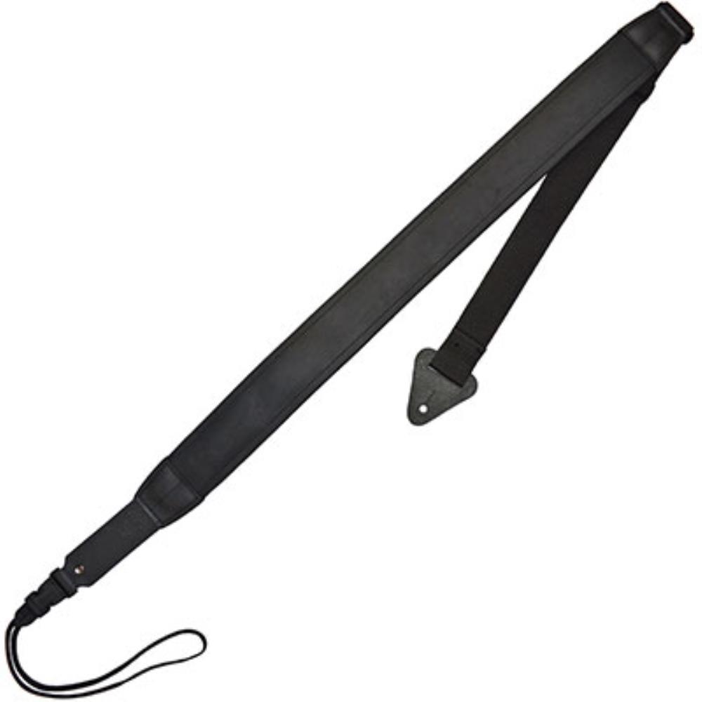 このストラップの肩パッドには、抗菌性の低反発素材が使用されています。「弾性」を抑え「粘性」を上げたフォームで、衝撃吸収性フォームの特性も有しております。このストラップは、目立ちにくい薄型設計で上品な外観なので、演奏者のスタイルに合わせやすいです。パッド部分の表面には、ナイロンウェビングとレザーの2種類があり、レザーは高級感のあるオイル仕上げのトップグレードの革を使用しております。負荷がかかる部分をパッドが包み込み、優しく衝撃を保護します。肩に合わせて形が変わるため、快適なフィット感が得られ、重量があるバンジョーにも軽快な着心地が実感できます。また、パッドは汗などの湿気を吸い取って外に逃がすので、汗による不快感を軽減します。 【サイズ】　全長:最大約1700mm、最小約1510mm　パッド:全長約697mm、幅約57mm