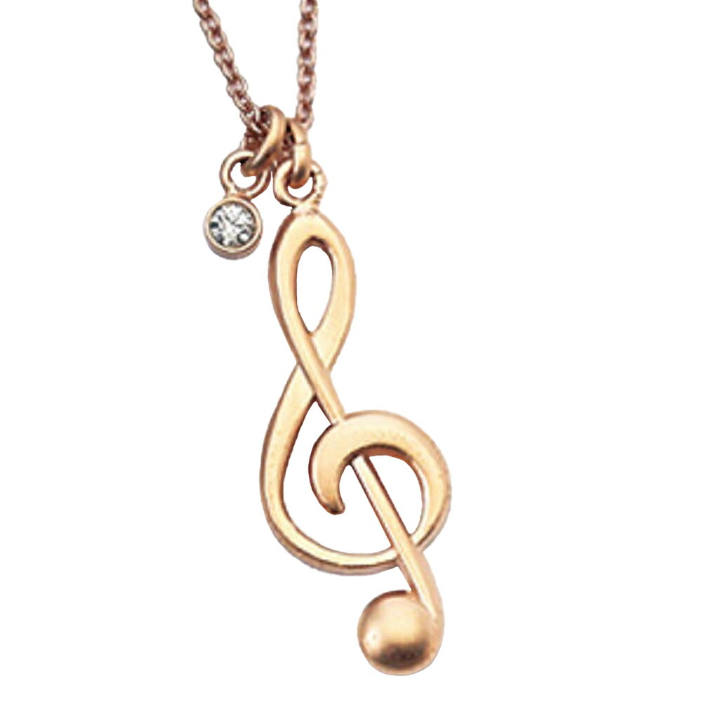 【26日までポイントUP】MUSIC FOR LIVING ネックレス JE30NGCPG ブラス&クリスタル ト音記号 ピンクゴールド
