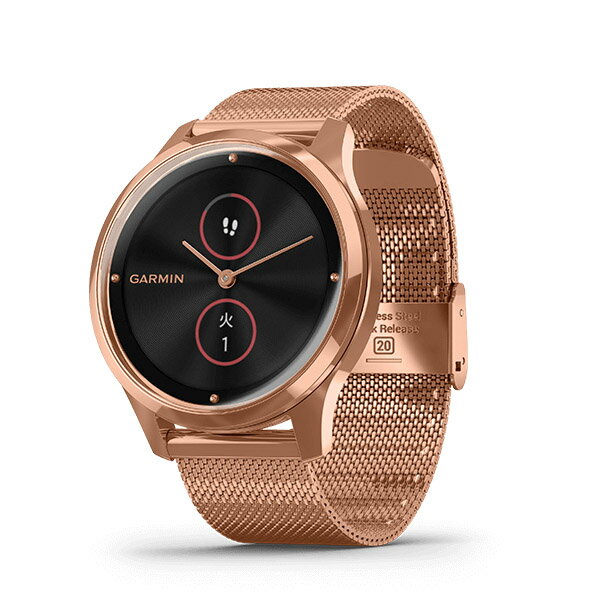 GARMIN ガーミン vivomove Luxe 18K Rose Gold PVD Milanese ヴィヴォ ムーブ リュクス 18K ローズゴールド PVD ミラネーゼ メンズ レディース 010-02241-74 スマートウォッチ