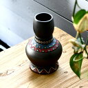 花瓶 おしゃれ 陶器 一点物 古風 民族 桐箱入り
