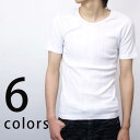 【秋物SALE開催中】 カットソー Tシャツ タイト&美シルエット☆ランダムテレコ 半袖 Tシャツ コミコミ ポッキリ インナー メンズ Tシャツ 定番