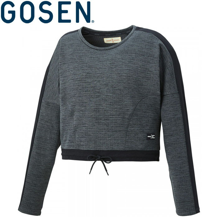 ゴーセン テニス レディース 裏起毛 ストレッチトレーナー ブラック杢 S W2061-3