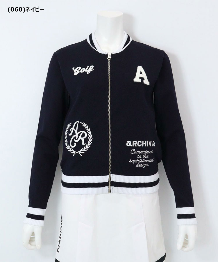 【当店在庫】アルチビオ 春夏 ゴルフ 刺繍ニットジップブルゾン ジャケット フルジップ レディース A458216