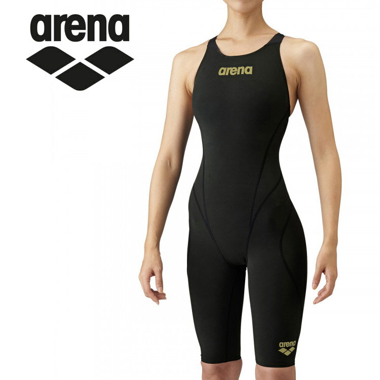 アリーナ 水泳 水着 ハーフスパッツオープンバック(クロスバック) レディース ARN-1010W-BKGD