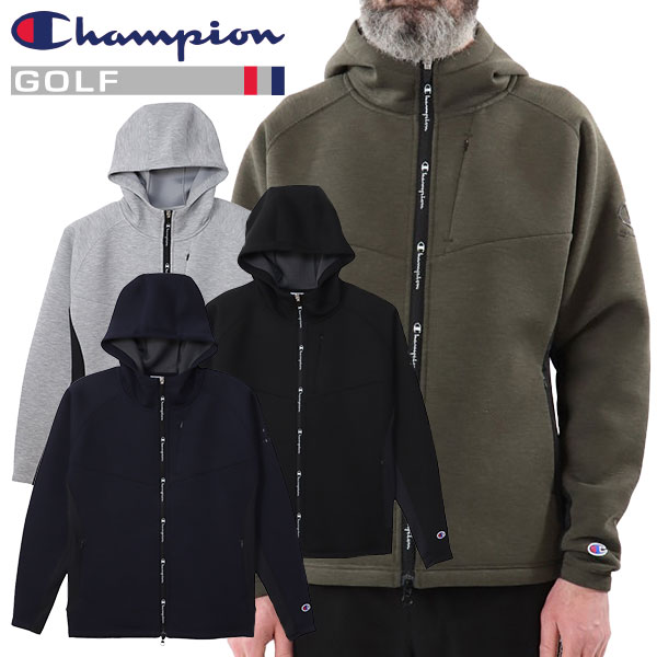 Champion Golf Tech Weave 3LS Zip Hooded Sweat Shirt C3-YG101通気性、ストレッチ性、保温性に優れた三層構造で、飛べるくらい軽い！着心地の機能スウェット素材「Wrap-Air（ラップエアー）」を使用したTECH WEAVE（テックウィーブ） 3LS ジップフーデッドスウェットシャツです。表面に撥水加工を行い、裏面にメッシュ構造のドライ感と軽快感のあるポリエステル素材を採用しています。肩の動きをスムーズにするラグランスリーブに加え、両脇から袖にかけてストレッチ性の高い異素材を組み合わせることでフィット感を向上するなど、ゴルフのプレー時の快適性を高めたアイテムです。正面裾はシンプルな縫製手法で、アドレス時のウエスト周りのたわみを軽減、背面裾はフィット感を高めるリブ仕様です。左胸、両脇にジップポケットを付き。使いやすいダブルジップに入れたChampion（チャンピオン）ロゴと、左袖に光沢のある転写プリントで入れたCロゴとChampionのコンビネーションロゴがデザインポイントです。同じプリント手法を使った、ロングパンツ、シャツ、キャップ類を取り揃えているので、シーズンを通してコーディネートが楽しめます。■素材：Tech Weave 3LS Wrap-Air本体：ポリエステル82% レーヨン12% ポリウレタン5% ナイロン1%別布部分：ポリエステル88% ポリウレタン12%■特徴：逆開ジップ仕様天テープ仕様メタリック転写両脇・胸ジップポケット仕様■カラー：オックスフォードグレー(070)、ブラック(090)、ネイビー(370)、カーキ(760)■サイズ：S、M、L、XL■製造国：中国メーカー希望小売価格はメーカーカタログに基づいて掲載しています