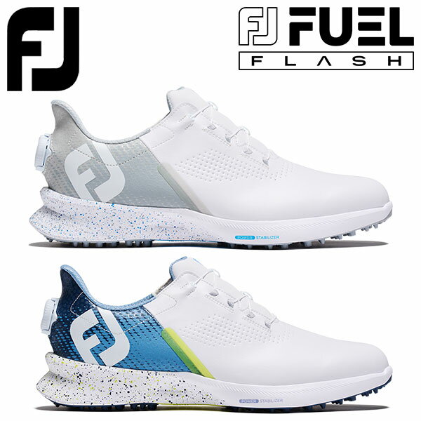 Footjoy FJ Fuel Flash Boaエナジー、ミナギル。軽量性、フィット性、グリップ性、安定性に優れたアスレティックスパイクレスシューズの新シリーズ。■サイズ：24.5〜27.5cm■カラー：ホワイト/グレー(55430W)、ホワイト/ブルー(55432W)■ウィズ：W■素材：防水人工皮革■原産国：中国【メーカー取り寄せ商品】在庫の有無・納期は改めてご連絡させていただきます。取り寄せの為、ご購入いただけましても、欠品・完売の場合もございます。メーカー希望小売価格はメーカーサイトに基づいて掲載しています