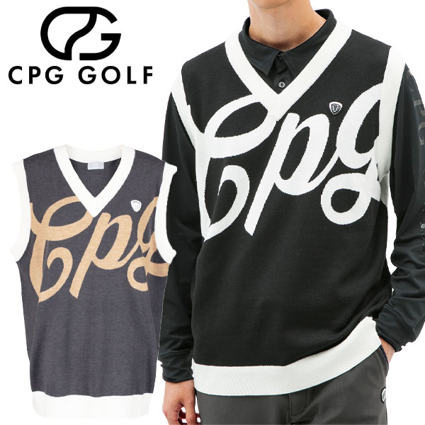 【あす楽対応】CPG GOLF インターシャビッグロゴニットベスト メンズ ゴルフウェア 2308-24204 2024年モデル