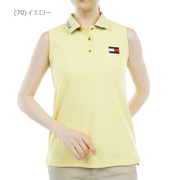 【当店在庫】トミーヒルフィガーゴルフ ロゴカラー ノースリーブポロシャツ レディース 春夏 ゴルフウェア THLA316